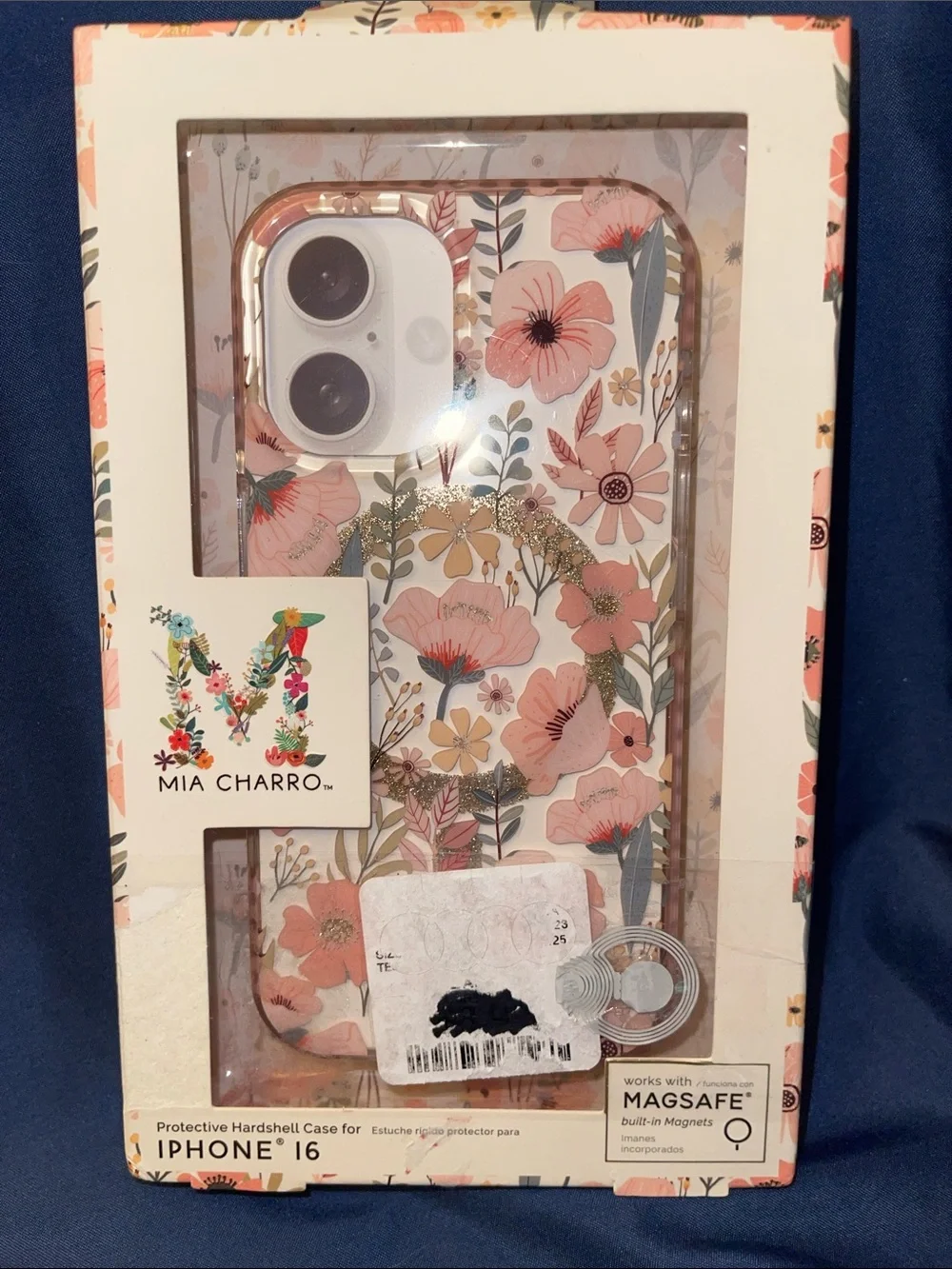 Mia Charro Pink Floral iPhone 16 Case with MagSafe Compatibility